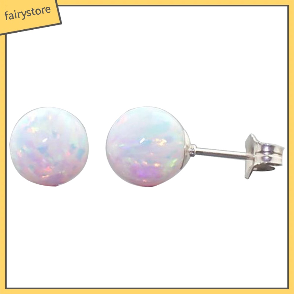 Bông Tai Tròn Đính Đá Opal Nhân Tạo Thời Trang Dành Cho Nữ