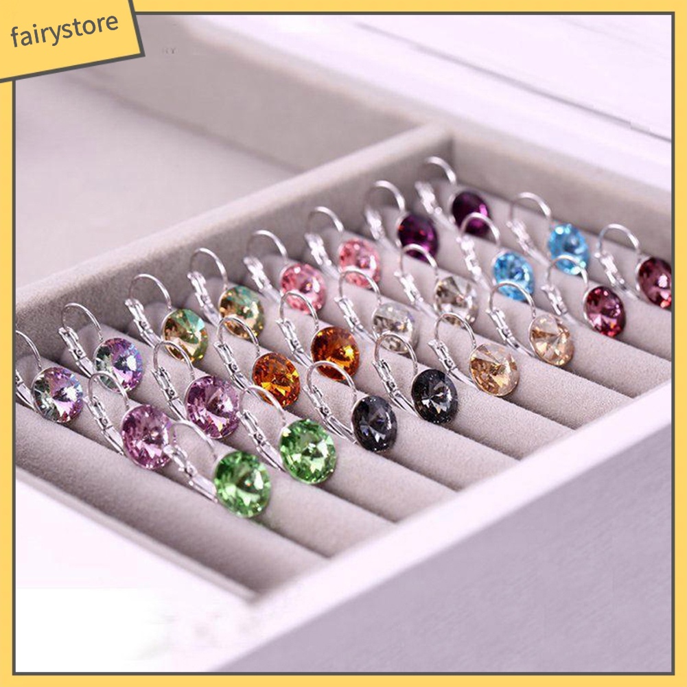 Đôi Bông Tai Hình Tròn Đính Đá Thời Trang Cho Nữ