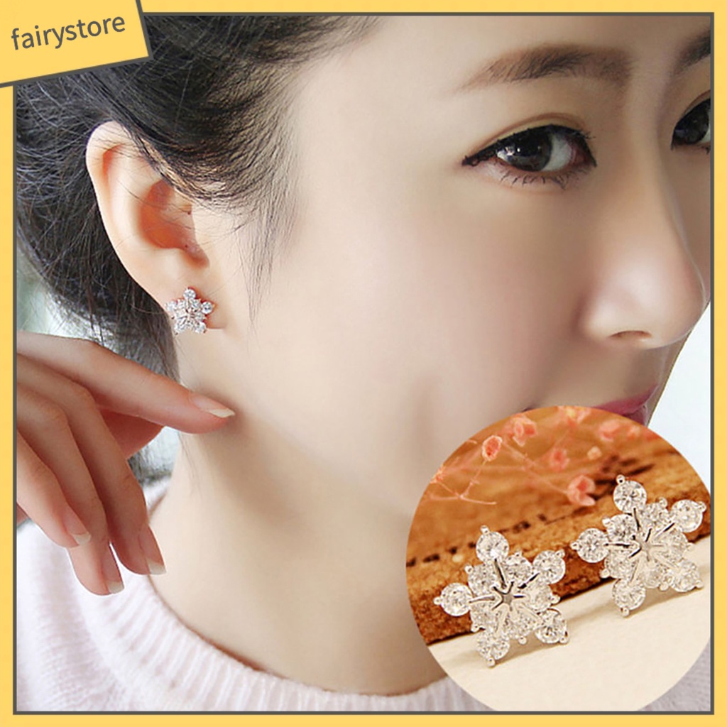 1 Đôi Bông Tai Hình Bông Tuyết Thanh Lịch Dành Cho Nữ