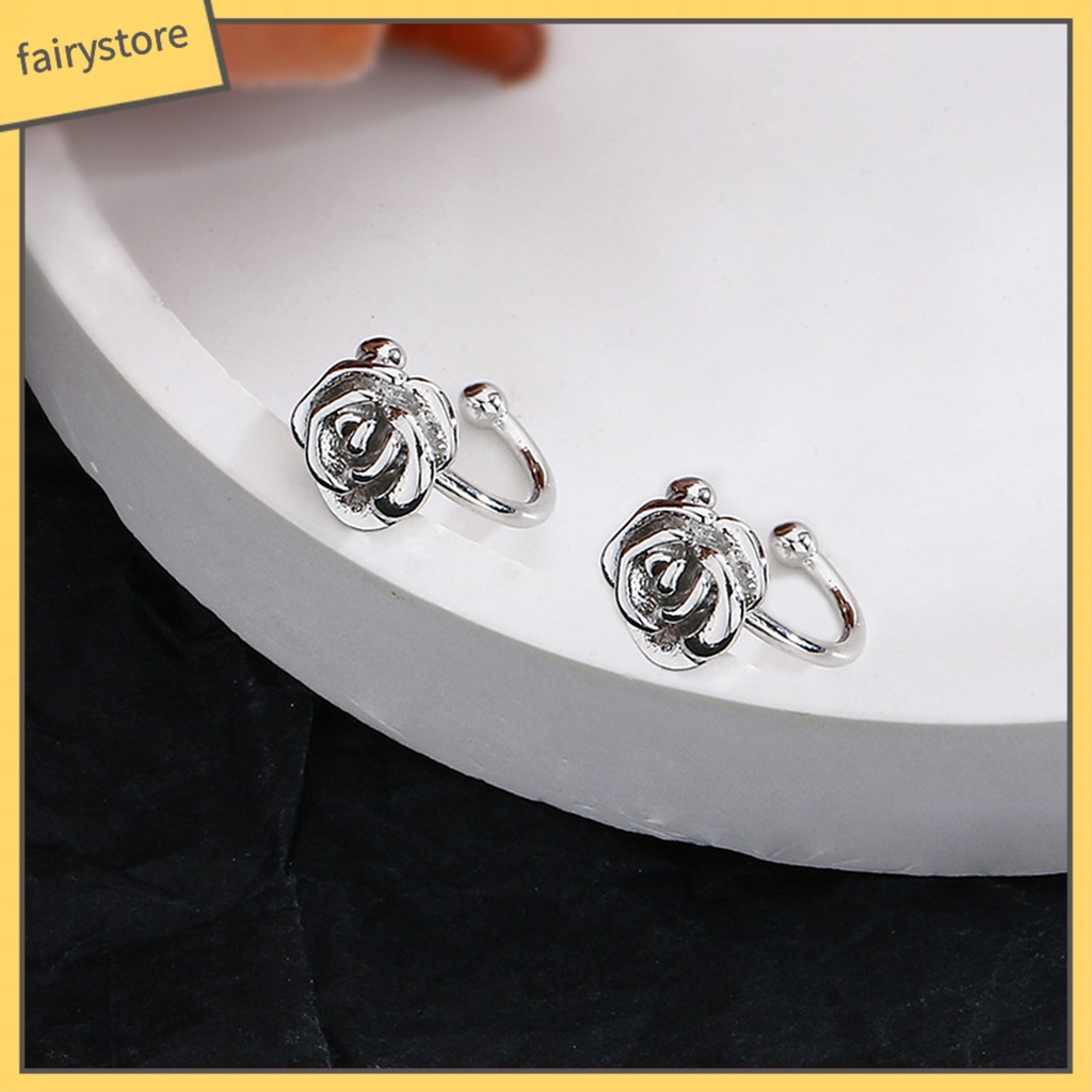 1 Khuyên Kẹp Vành Tai Hình Bông Hoa Mạ Điện Sáng Bóng Không Cần Xỏ Lỗ Dành Cho Nữ Dự Tiệc