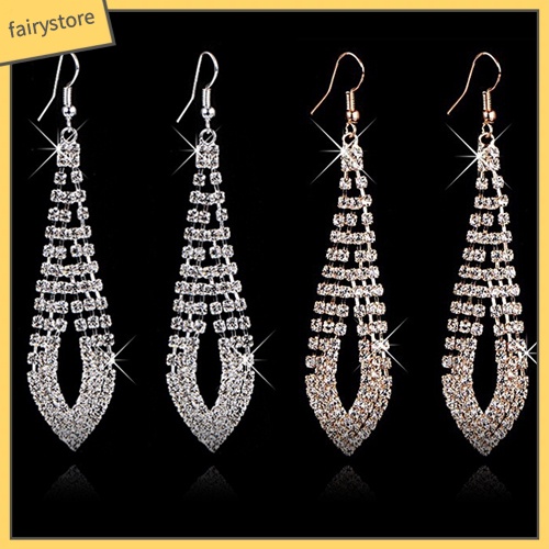 Đôi Khuyên Tai Dài Đính Đá Thời Trang Cho Nữ