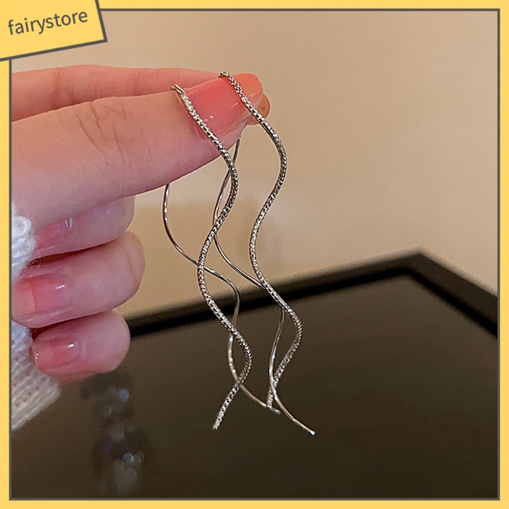 1 Đôi Bông Tai Dáng Dài Chống Rơi Thời Trang Cho Nữ