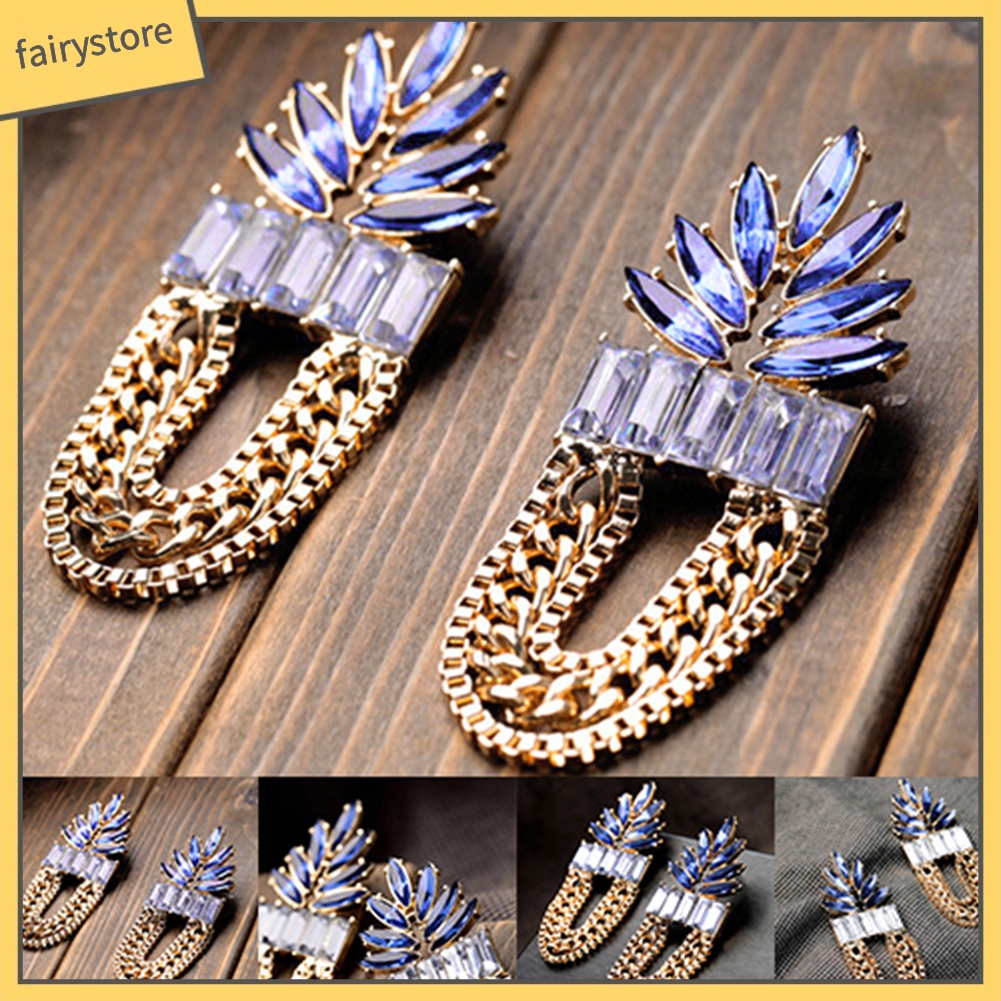 Bông Tai Tua Rua Dáng Dài Đính Đá Thời Trang Cho Nữ