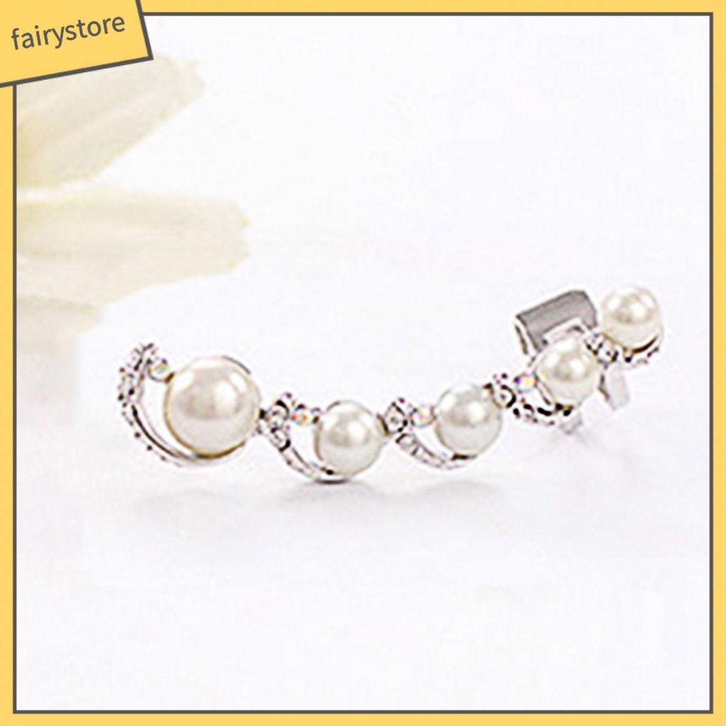 1 Khuyên Kẹp Vành Tai Đính Đá / Ngọc Trai Giả Thời Trang Cho Nữ