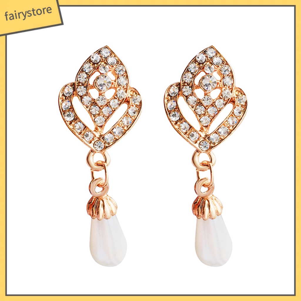 Bông Tai Hình Giọt Nước Đính Đá Trang Nhã Dành Cho Cô Dâu