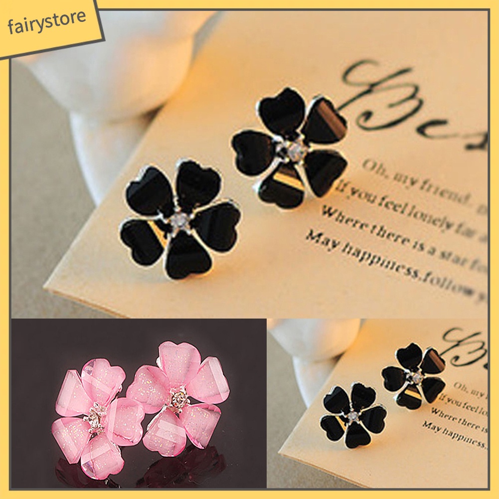 Bông Tai Mạ Bạc Hình Hoa Đính Đá Thanh Lịch Thời Trang Cho Nữ