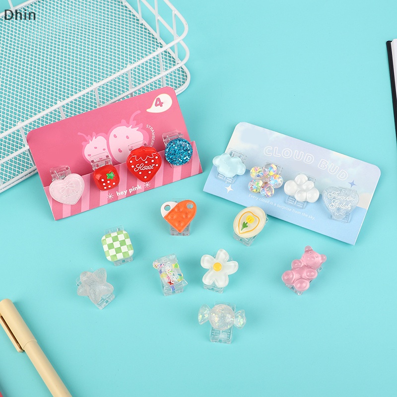 Set 4 Kẹp Giữ Tài Liệu Giấy Tờ Bằng Nhựa Họa Tiết Hoạt Hình