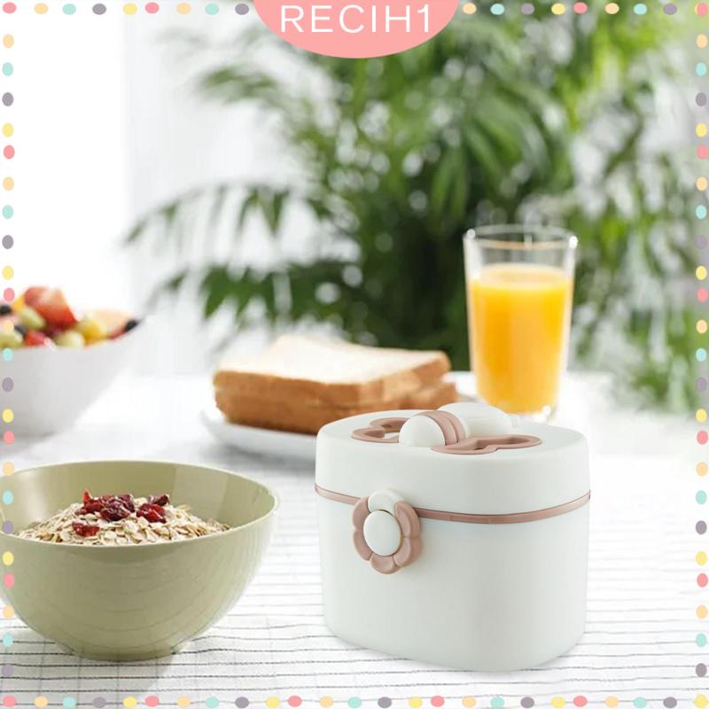 [Recih] Hộp Đựng Thức Ăn / Sữa Bột Em Bé Có Nắp Đậy Kín Và Tay Cầm Có Thể Gập Lại Chống Rò Rỉ Dùng Khi Đi Cắm Trại