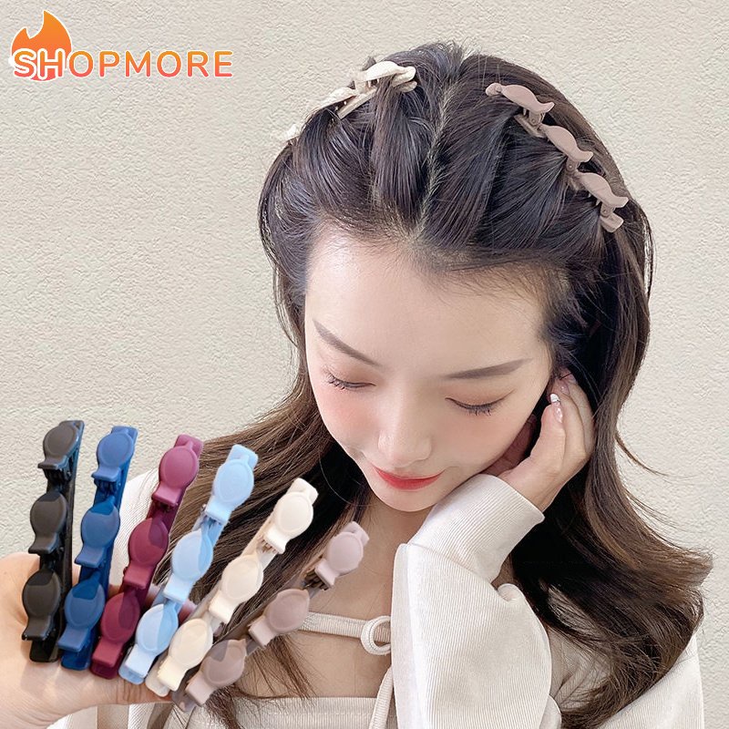 [Marvelous] Kẹp Tóc Nhựa Bện Màu Trơn Phong Cách Hàn Quốc Thanh Lịch Cho Nữ