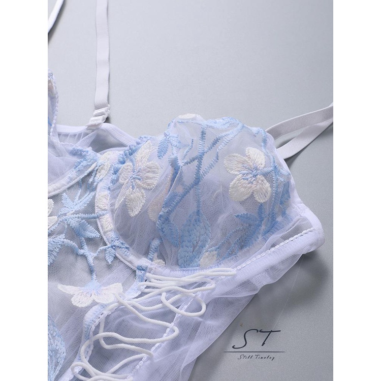 Bộ Áo Liền Quần Phối Ren Thêu Họa Tiết Quyến Rũ Cho Nữ CY03