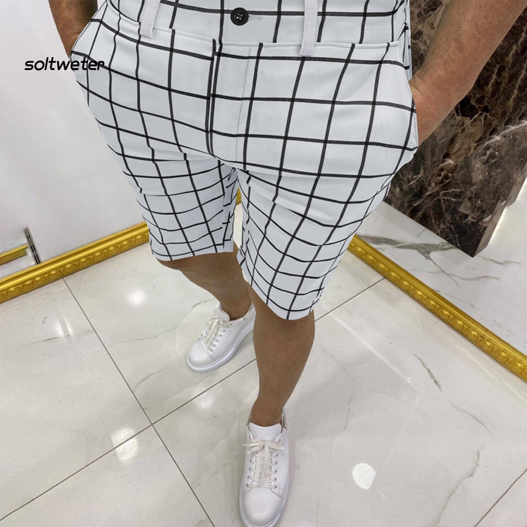 Quần Short Túi Hộp Sọc Ca Rô Ống Suông Thời Trang Mùa Hè Dành Cho Nam
