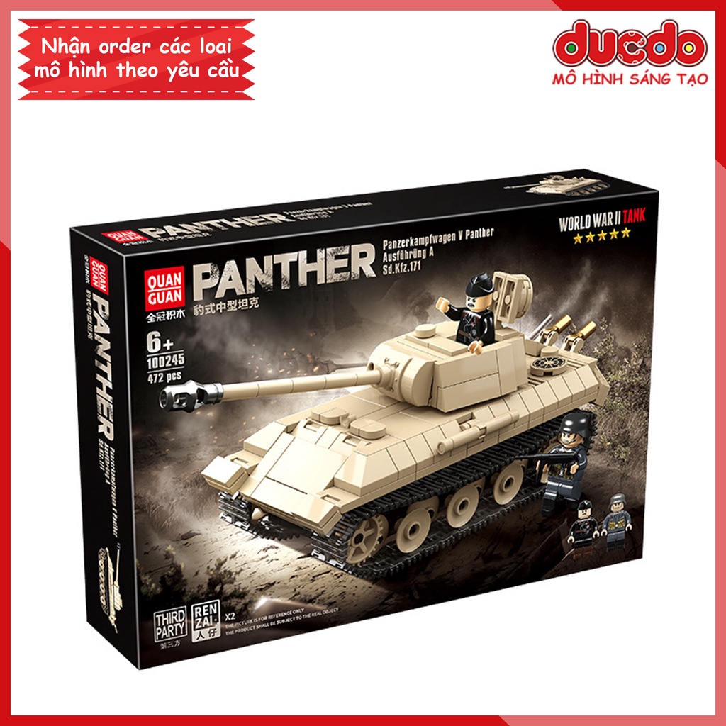 Lắp ghép tank hạng trung Panther - Đồ chơi Xếp hình Mô hình WW2 QuanGuan 100245
