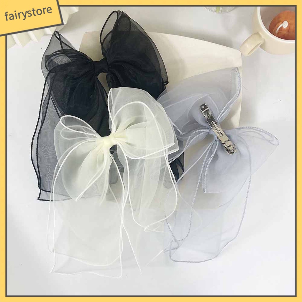 Kẹp Tóc Hình Nơ Lưới Đôi Chống Trượt Xinh Xắn Cho Bé Gái