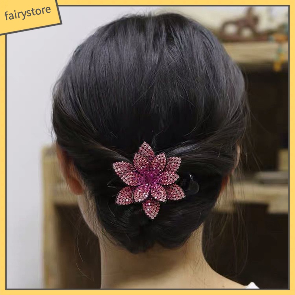 Kẹp Tóc Trang Trí Hoa Đính Đá Lấp Lánh Chống Trượt