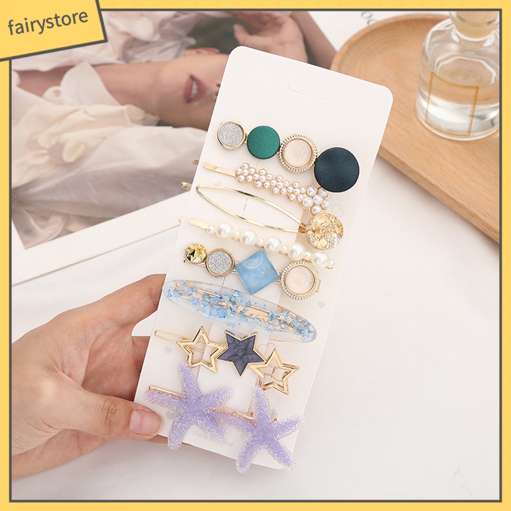 [FRO] Set 8 Kẹp Tóc Đơn Giản Với Hiệu Ứng Ánh Ngọc Trai Tinh Tế Dễ Phối Đồ Cho Nữ