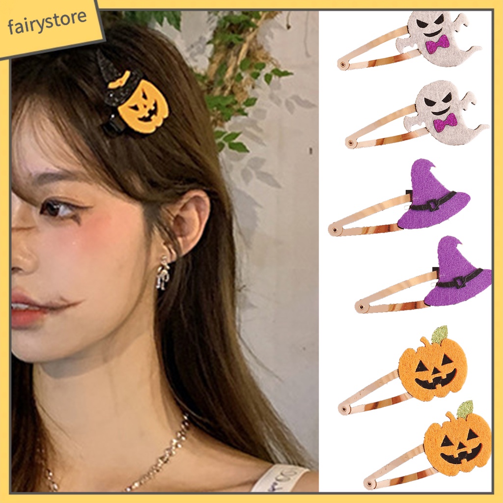 Set 1 / 2 Kẹp Tóc Hình Hoạt Hình Phong Cách Halloween