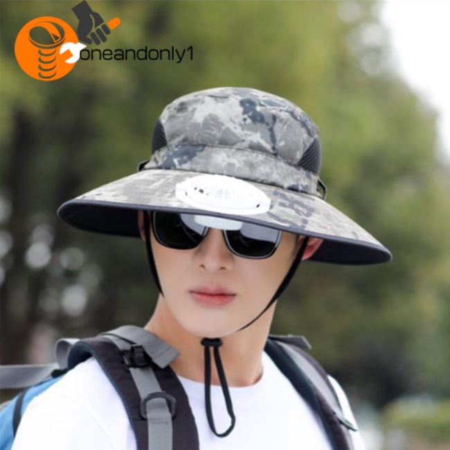 Mũ Xô Vành Rộng Thoáng Khí Chống Nắng Có Thể Tháo Rời Kèm Quạt Có Thể Điều Chỉnh