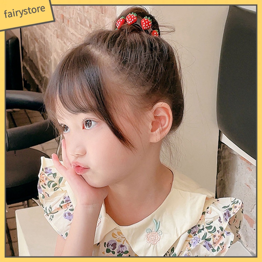 Kẹp Tóc Đuôi Ngựa Hình Trái Tim / Dâu Tây / Hoạt Hình Chống Trượt Dễ Thương Cho Bé