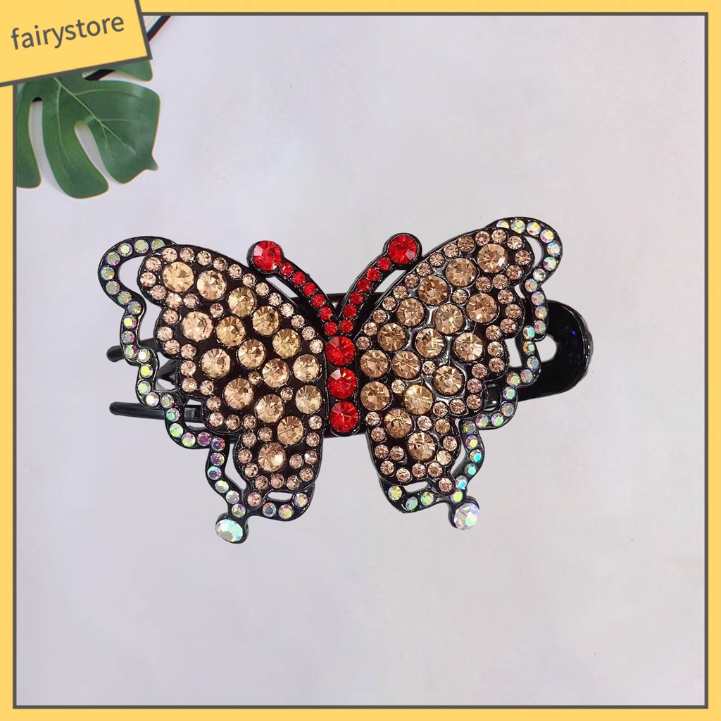 Kẹp Tóc Hình Bướm Đính Đá Nhiều Màu Chống Trượt Trọng Lượng Nhẹ