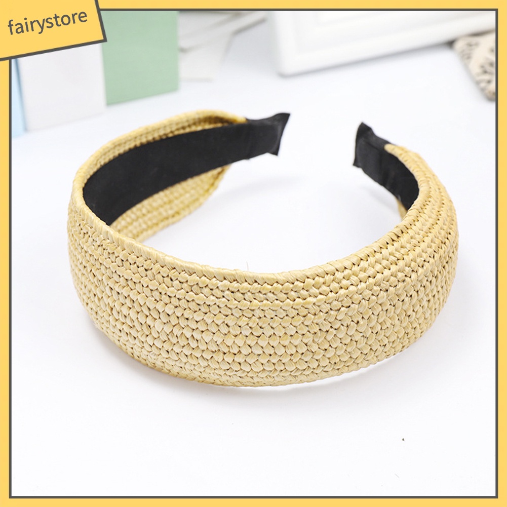 Băng Đô Đan Rơm Thắt Nút Chéo Thời Trang Đi Biển Mùa Hè Cho Nữ