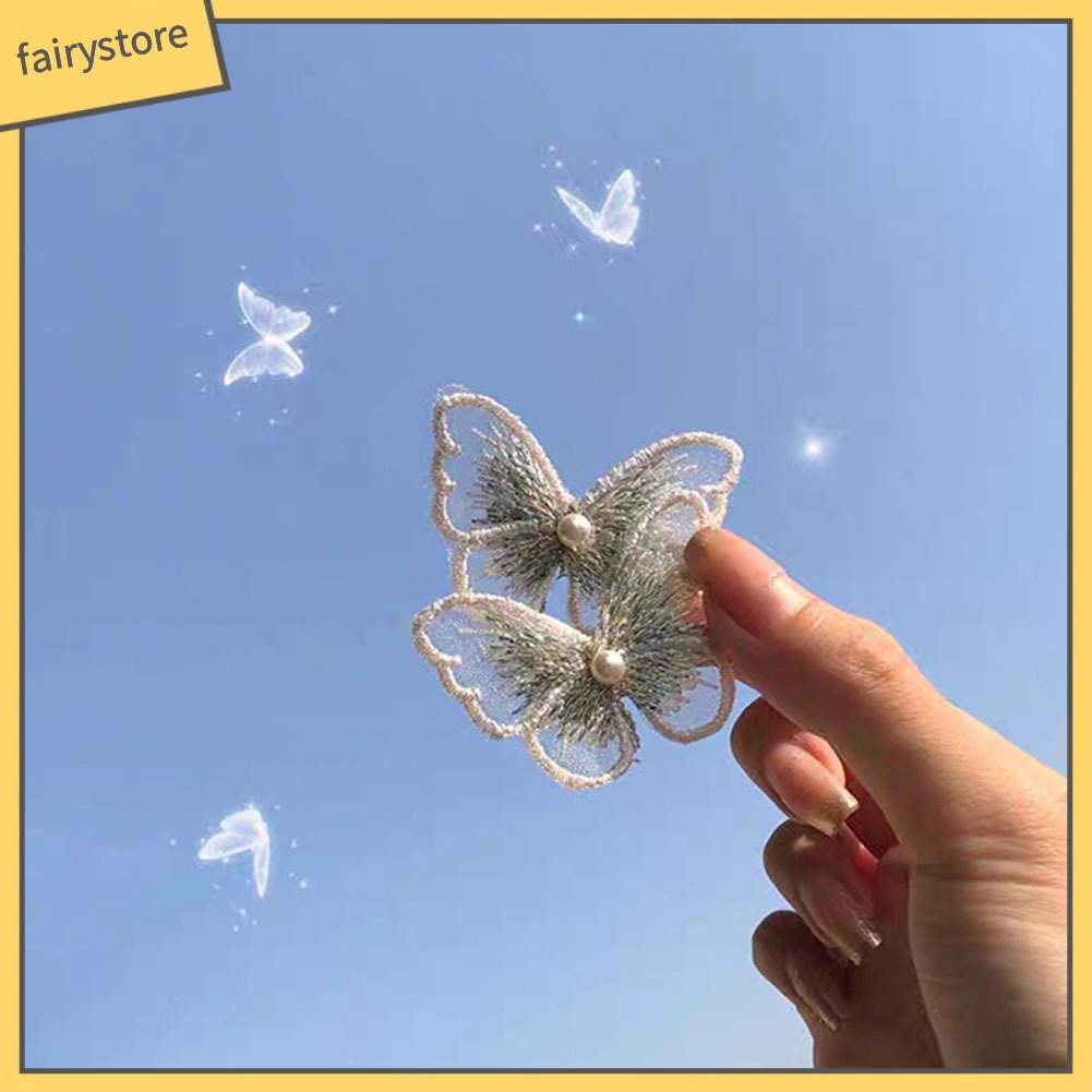 Set 5 Kẹp Tóc Bướm 3D Đính Ngọc Trai Giả Thời Trang Nữ