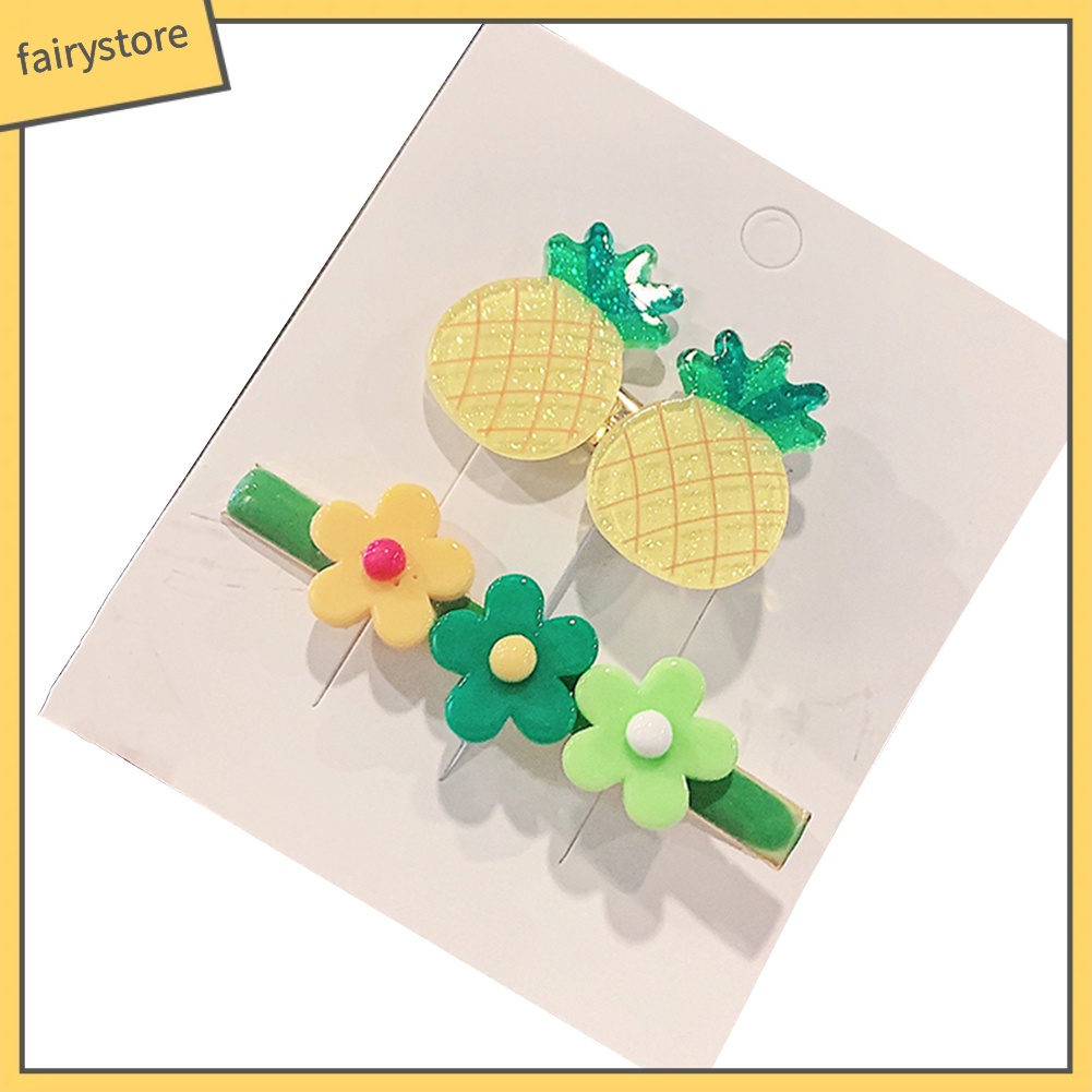 Set 2 Kẹp Tóc Hình Hoa / Trái Cây Dễ Thương Cho Bé Gái