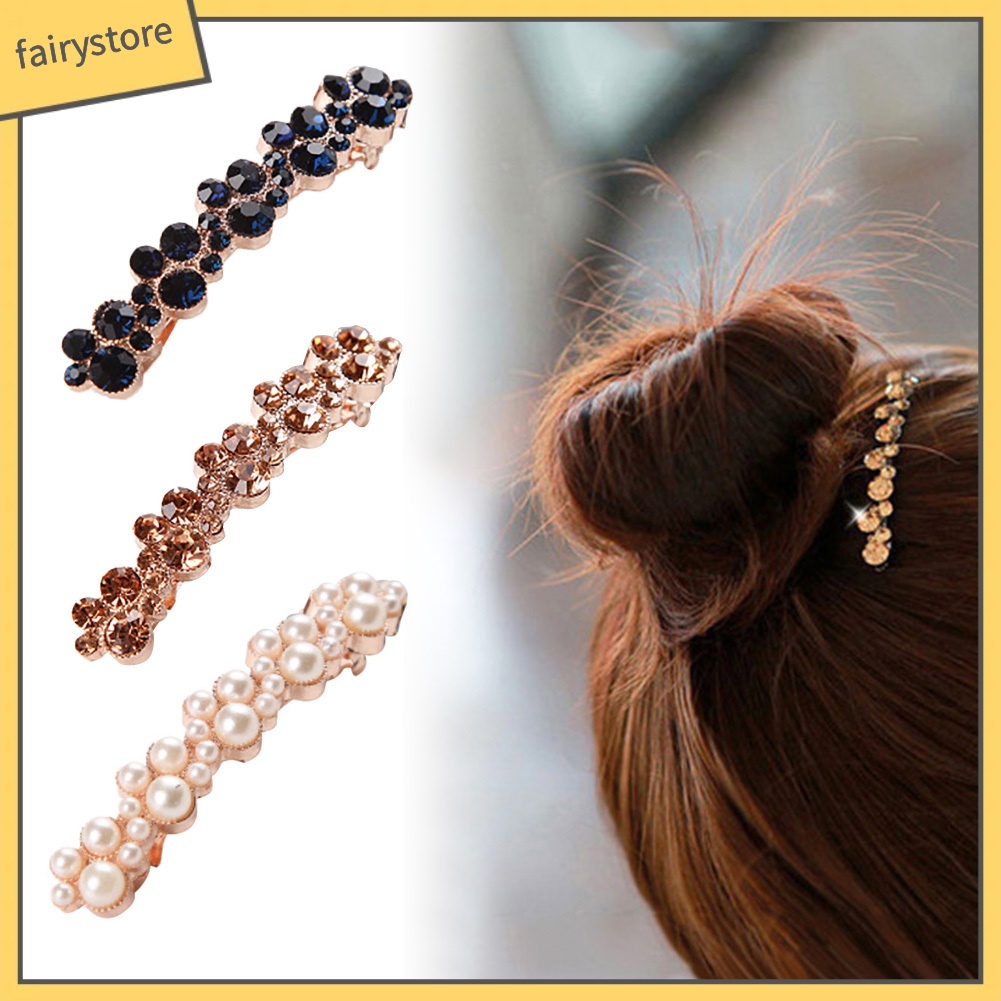 Kẹp Tóc Đính Đá Và Ngọc Trai Giả Thời Trang Dành Cho Nữ