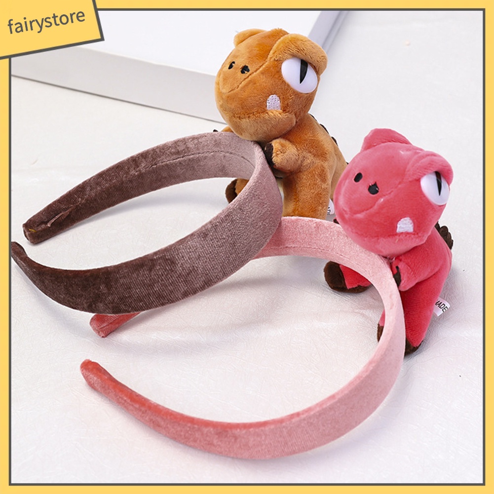 Băng Đô Cài Tóc Vải Nhung Mềm Hình Khủng Long 3D Dễ Thương Cho Nữ