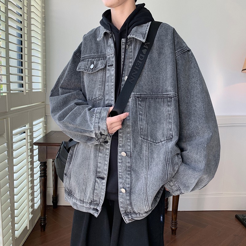 Áo Khoác Denim Cao Cấp Dáng Rộng Phong Cách Âu Mỹ Cá Tính Dành Cho Nam
