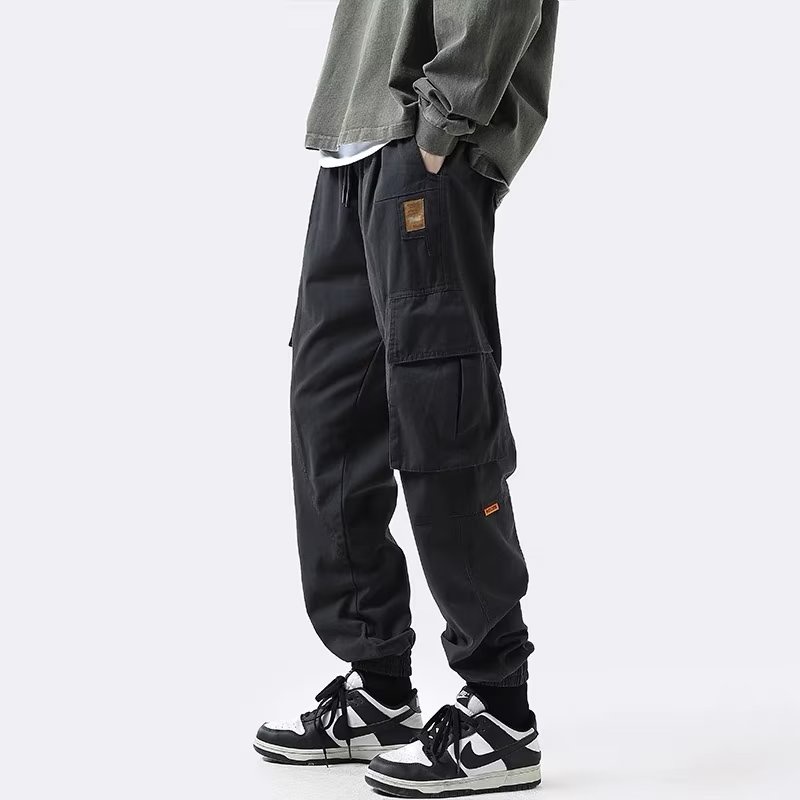 Quần Dài Dáng Rộng Vải Cotton Phối Nhiều Túi Kiểu Retro Nhật Bản Thời Trang Mùa Hè Cho Nam