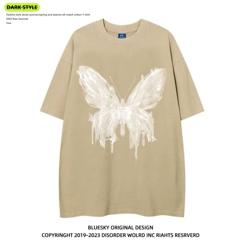 Áo Thun Tay Ngắn In Hình Bướm Phong Cách Âu Mỹ Thời Trang Mùa Hè Cho Cặp Đôi Nặng 280g