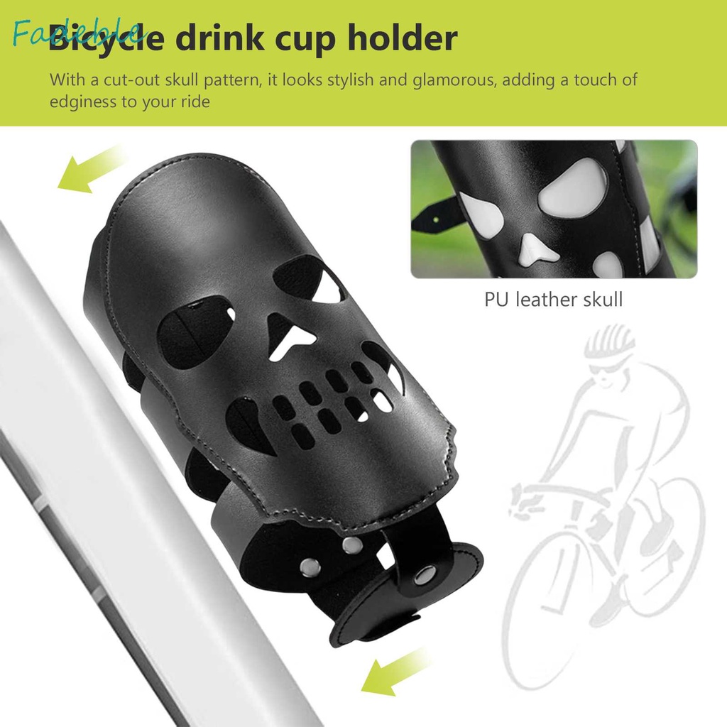 Giá Đỡ Bình Nước Bằng Da PU Hình Đầu Lâu Độc Đáo Trang Trí Xe Đạp