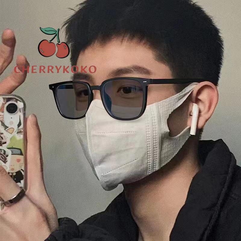 🍒🍒CHERRYKOKO Khung hình vuông Retro Kính râm Ống kính màu nâu cho Nam giới Nữ Thời trang Unisex Kính râm bảo vệ tia cực tím