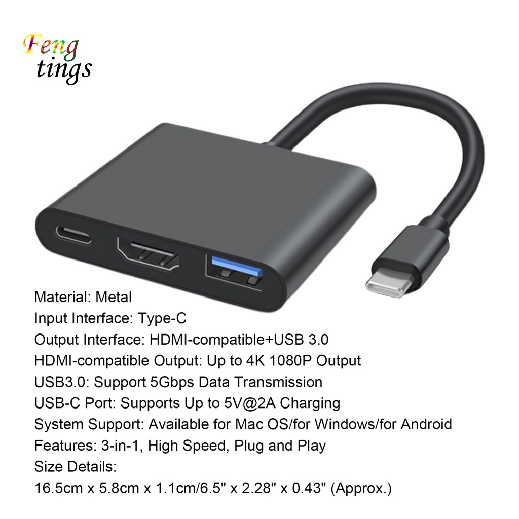 Đế Sạc Nhanh USB-C Type-C Sang HDMI USB 3.0 PD Chuyên Nghiệp