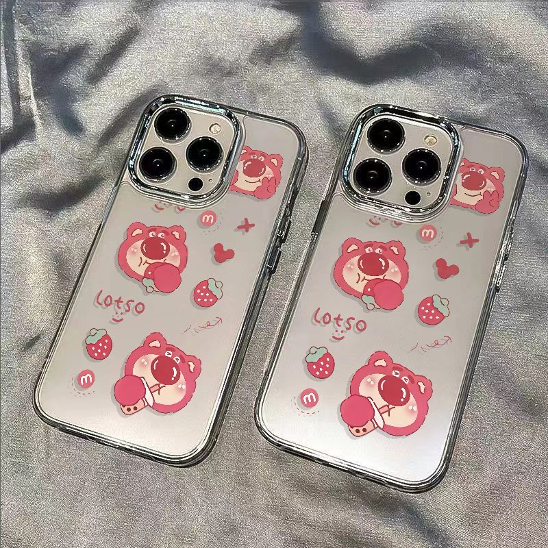 ✅Ốp Điện Thoại Mềm Chống Sốc Họa Tiết Gấu Và Dâu Tây Cho Iphone max7 14Pro11Iphone12In 13 plus8