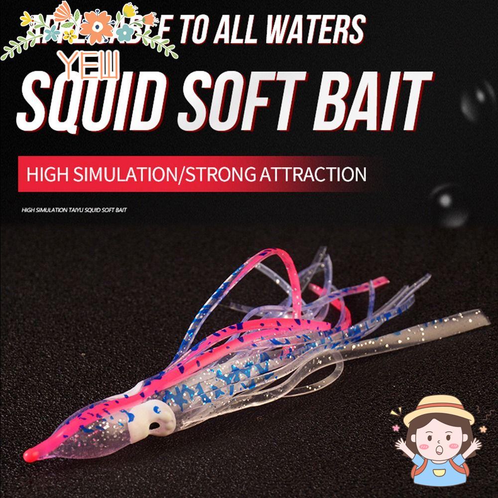 Set 6 Mồi Câu Cá Giả Hình Bạch Tuộc Bằng Silicon TPE Mềm Phát Sáng Trong Đêm