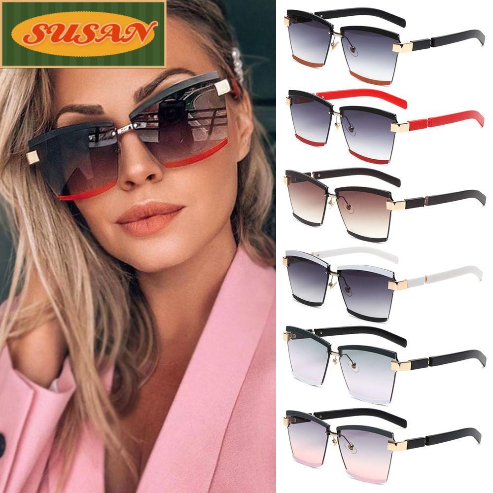 Kính Mát Vuông Oversized Không Viền Chống Tia UV400 Màu Sắc Ngọt Ngào Cho Nữ