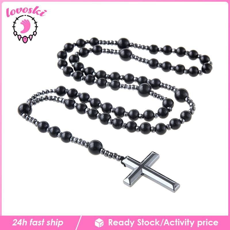 [Lovoski] 1 Vòng cổ Chuỗi Mặt Thánh Giá Bằng Đá Rosary