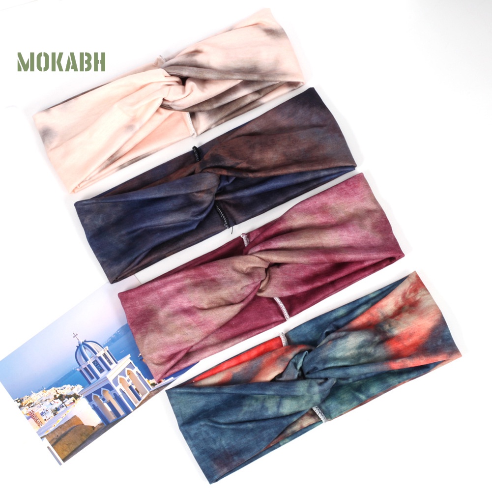 Băng Đô Họa Tiết Hoa Màu Nhuộm Phong Cách Boho Thời Trang Cho Nữ