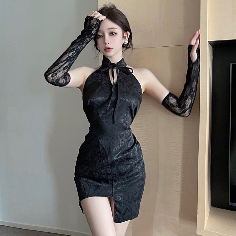 Đầm Sườn Xám Phối Ren Gợi Cảm Theo Phong Cách Retro 2023 0116