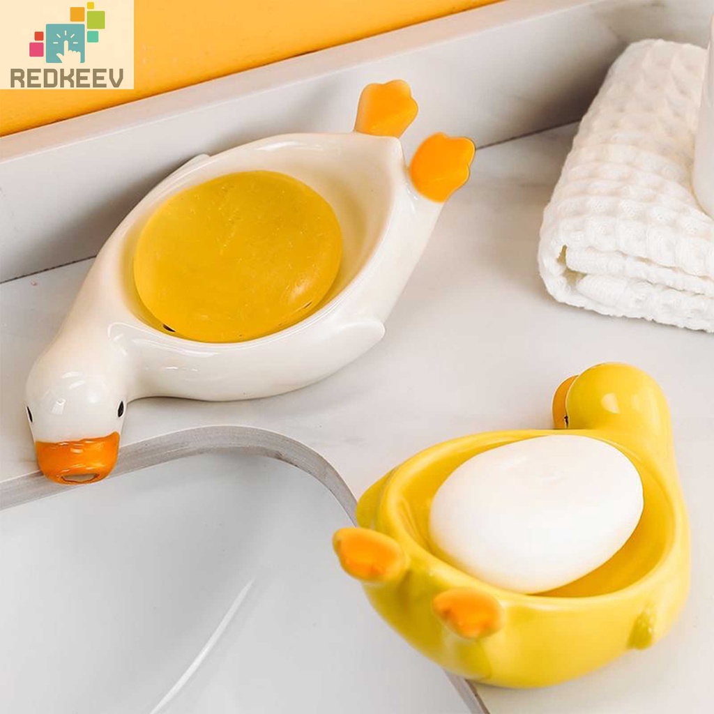 Khay Đựng Xà Phòng Bằng Sứ Hình Vịt Có Thể Ráo Nước Sắp Xếp Gọn Gàng Cho
