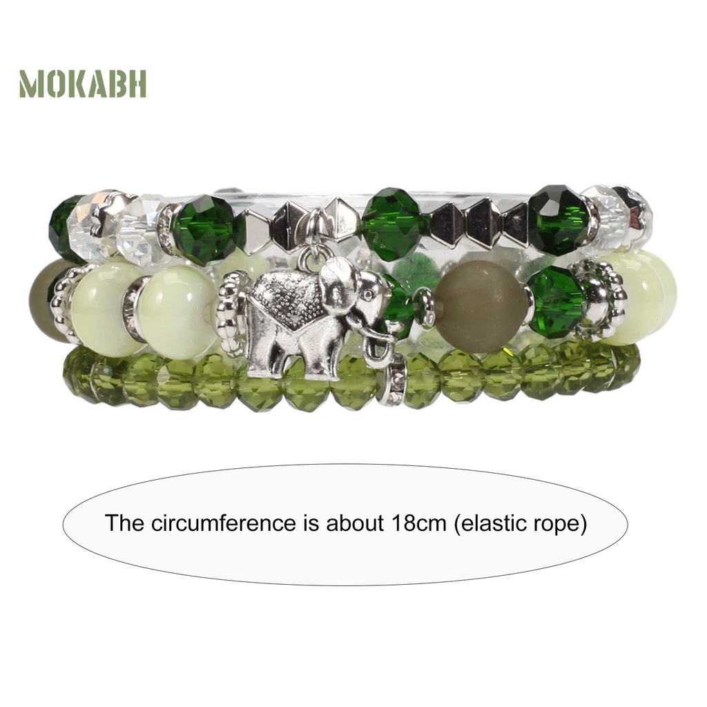 Bộ 3 Vòng Tay Chuỗi Hạt Pha Lê Nhân Tạo Nhiều Lớp Phong Cách Bohemia Thời Trang Cho Nữ