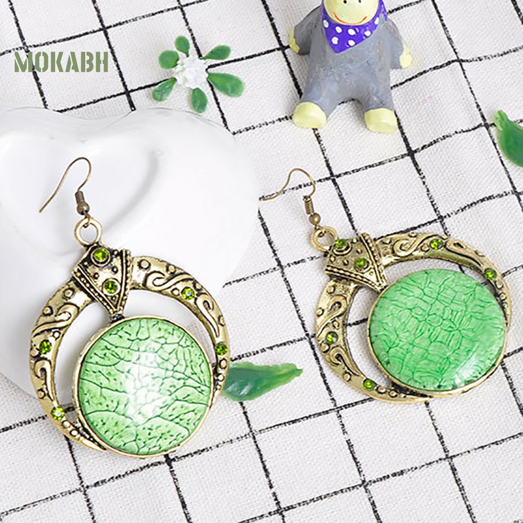 1 Cặp Bông Tai Tròn Đính Đá Phong Cách Bohemia Thời Trang