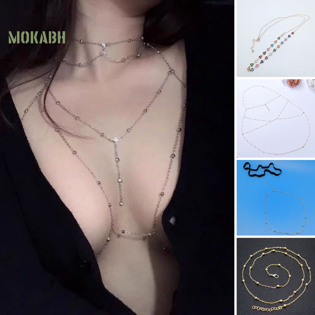 [Mok Abh] Chuỗi Dây Tua Rua Nhiều Lớp Lấp Lánh Mạ Điện Handmade Trang Trí Cơ Thể Quyến Rũ Cho Nữ