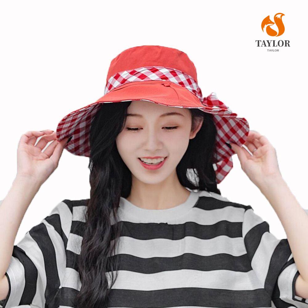 Nón Tai Bèo Rộng Vành Chống Tia UV Họa Tiết Sọc Ca Rô TAYLOR1 Thời Trang Đi Biển Cho Nữ