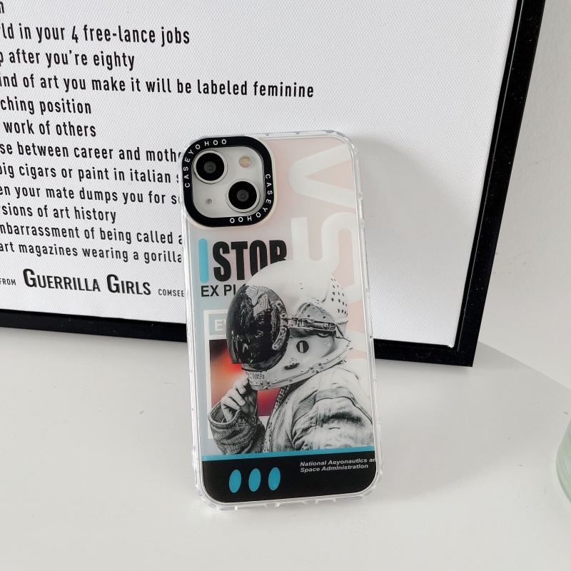 Ốp Điện Thoại Dẻo Màu Gradient Họa Tiết Phi Hành Gia &amp; Logo Spaceman Độc Đáo Chống Sốc Cho iPhone 14 13 12 11 Pro Max 14 Plus