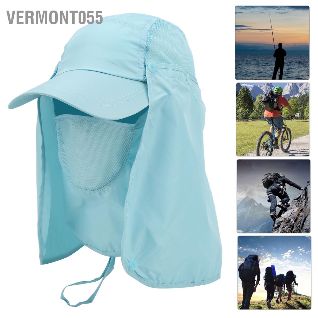 Vermont055 Mũ Chống Nắng Gió Cát Có Tấm Che Cổ Cho Câu Cá Ngoài Trời Đi Bộ Đường Dài Cắm Trại