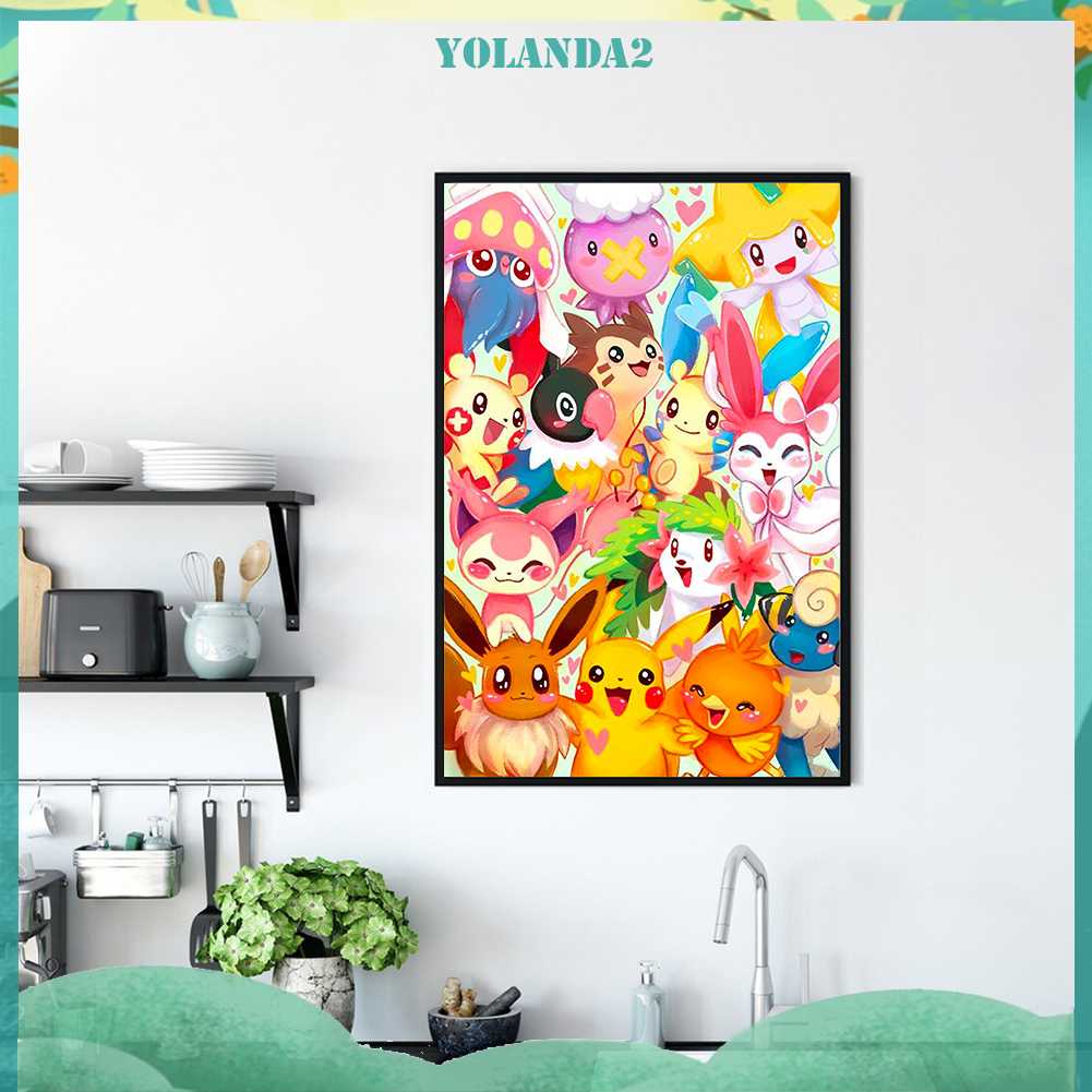 Tranh Đính Đá Kim Cương Toàn Bộ 5D DIY Hình Pokemon