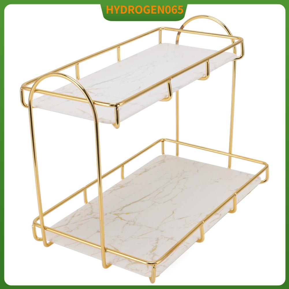 Hydrogen065 Phòng Tắm Giá Để Đồ Vàng Trắng 2 Tầng Kệ Trang Điểm Cấu Trúc Nhân Tạo Chống Trơn Trượt Bộ Đếm