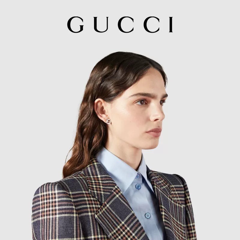 Bông Tai Gucci Bằng Thép Titan Chống Thấm Nước Không Gỉ Hình Logo GG Thời Trang Cho Nữ